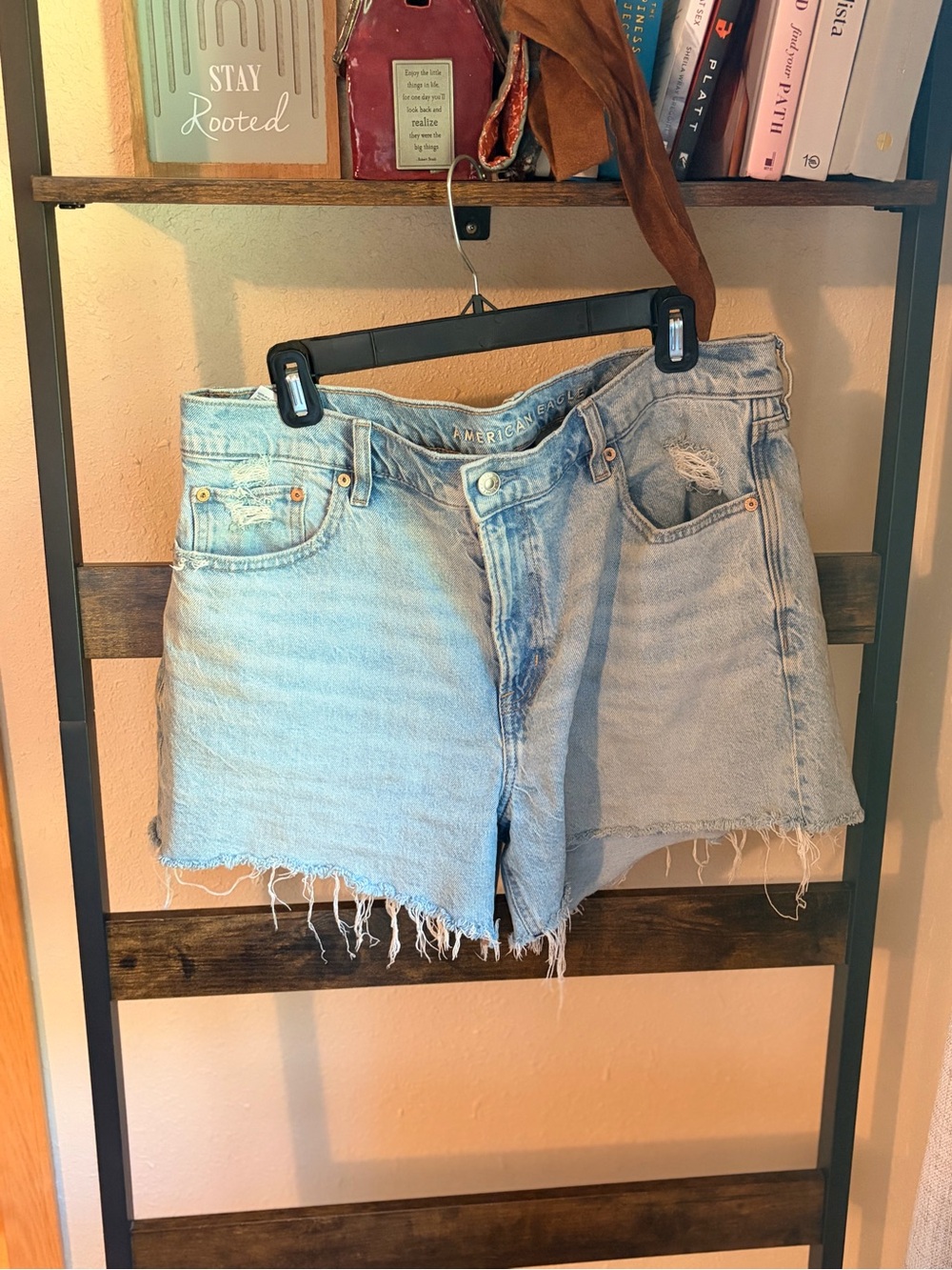 American Eagle Outfitters Light Blue Distressed boyfriend style Cutoff Shorts
